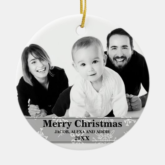 Snowflakes hiver Photo Ornement de Noël (Devant)