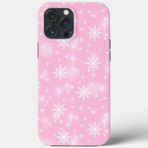 Snowflakes Holiday Winter Pink iPhone 13 Pro Max Hoesje