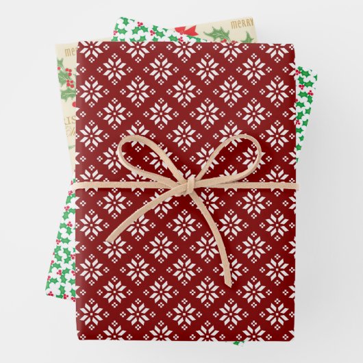 Snowflakes, Holly Berries en Bogen Inpakpapier Vel (In situ)