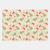 Snowflakes, Holly Berries en Bogen Inpakpapier Vel (Voorkant 3)
