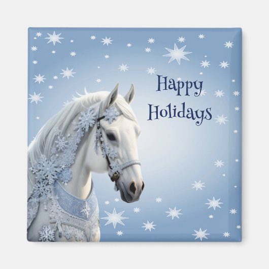 Snowflakes Horloge Noël Magnet (Devant)