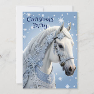 Snowflakes Horse Holiday Christmas Invitation