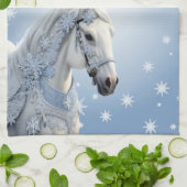 Snowflakes Horse Vacances Noël Cuisine Serviette (Plié)