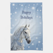 Snowflakes Horse Vacances Noël Cuisine Serviette (Vertical)