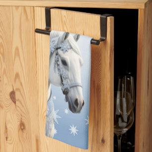 Snowflakes Horse Vacances Noël Cuisine Serviette