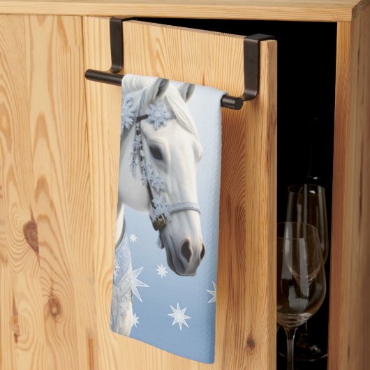 Snowflakes Horse Vacances Noël Cuisine Serviette (Pliage en tiers)