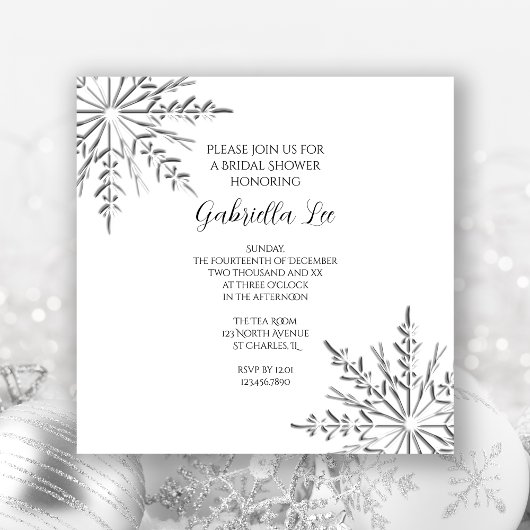 Snowflakes Invitation à la douche nuptiale hiver