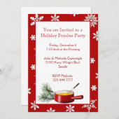 Snowflakes Invitation Fête Fondue (Devant / Derrière)