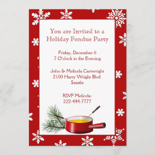 Snowflakes Invitation Fête Fondue