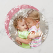 Snowflakes Joyeux Script | Carte photo de vacances (Devant / Derrière)