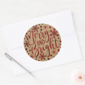 Snowflakes, kerst met vrolijk rood ronde sticker (Envelop)