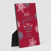 Snowflakes kerst Rode Turquoise Geweldige tijd Fotoplaat (Zijkant)