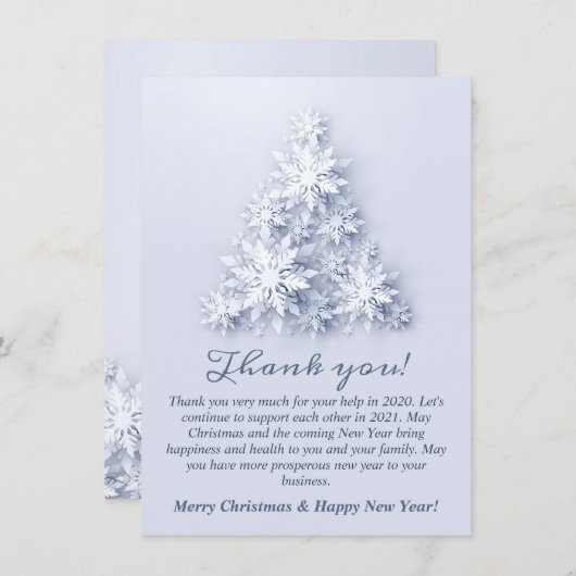 Snowflakes kerstbomen Corporate Holiday Bedankkaart (Voorkant / Achterkant)