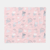 Snowflakes kerstbomen roze grijs fleece deken (Voorkant (Horizontaal))
