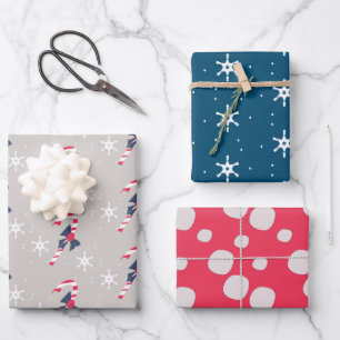 Snowflakes-kerstfeestdag met snoepriet inpakpapier vel