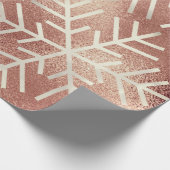Snowflakes kerstfeestdag Roos Gold Glitter Cadeaupapier (Hoek)
