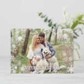 Snowflakes kerstfoto feestdagenkaart (Staand voorkant)