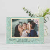 Snowflakes kerstfoto feestdagenkaart (Staand voorkant)