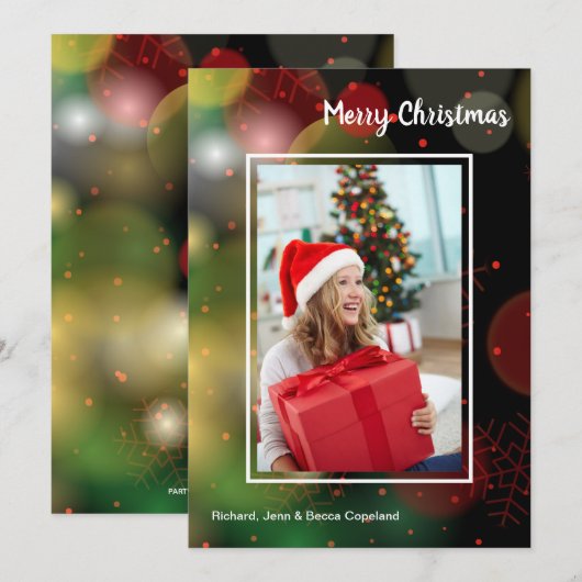 Snowflakes kerstfoto feestdagenkaart (Voorkant / Achterkant)