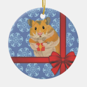Snowflakes kersthamster keramisch ornament