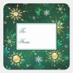 Snowflakes, kerstmis vierkante sticker