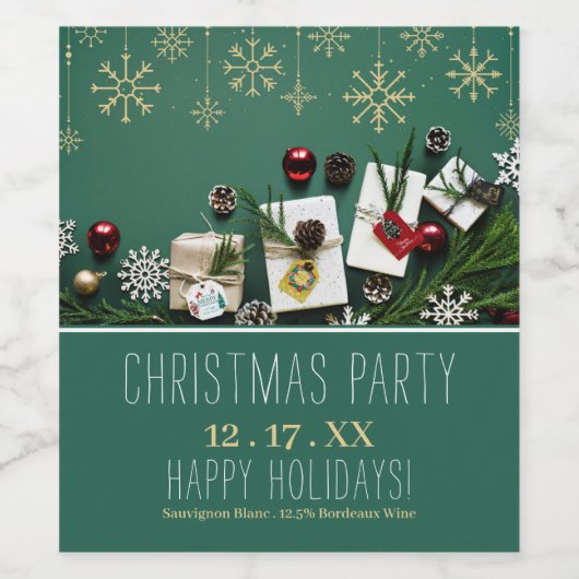 Snowflakes, kerstmis wijn etiket (Enkel label)