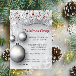 Snowflakes, Kogels, Bieg Bedrijfs kerstfeest Kaart