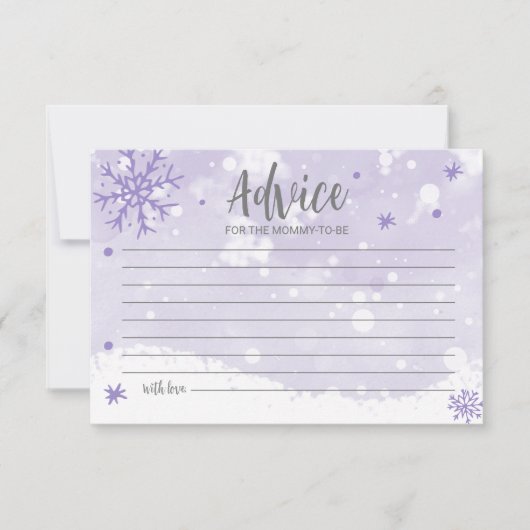 Snowflakes Lavender Baby shower Cartes de conseil (Devant)