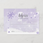 Snowflakes Lavender Baby shower Cartes de conseil (Devant / Derrière)