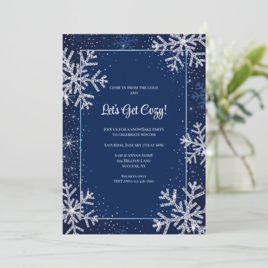 Snowflakes Lijst Invitation Kaart (Staand voorkant)
