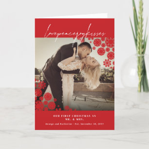 Snowflakes Love Peace Joy Kisses Photo Wedding Feestdagen Kaart