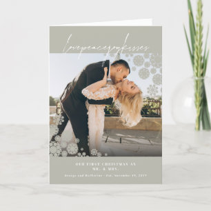 Snowflakes Love Peace Joy Kisses Photo Wedding Feestdagen Kaart