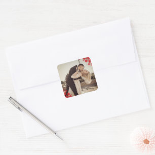 Snowflakes Love Peace Joy Kisses Photo Wedding Vierkante Sticker