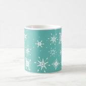 Snowflakes Mélange Géométrique Turquoise Mug (Centre)