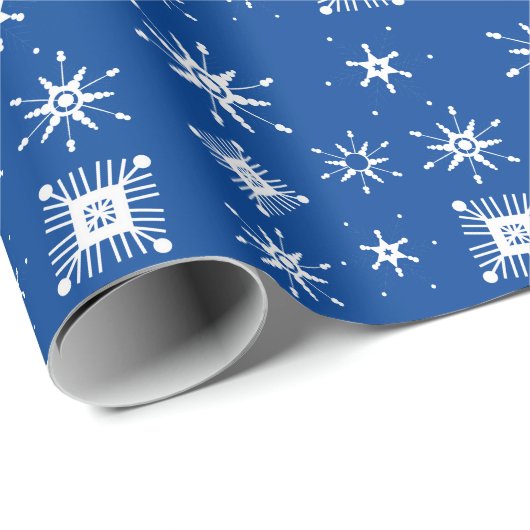 Snowflakes mengen geometrisch blauw cadeaupapier (Rol Hoek)