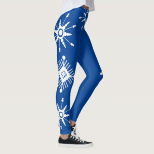 Snowflakes mengen geometrisch blauw leggings