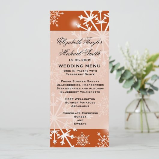 Snowflakes Menu de vacances hiver (Debout devant)