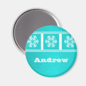Snowflakes moderne Magnet de vacances, Turquoise (Recto/Verso)