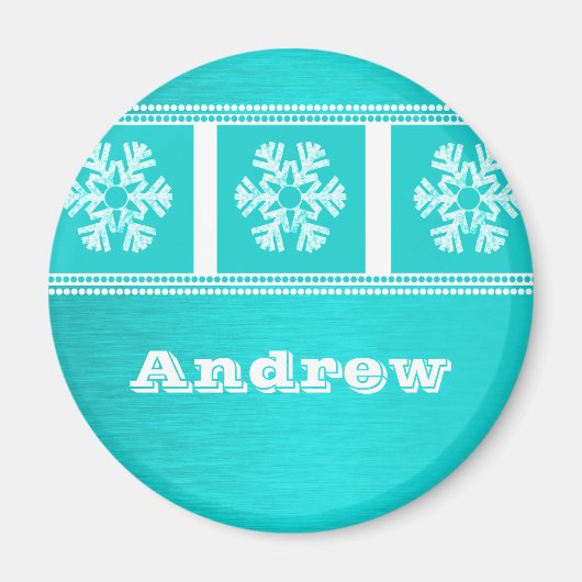 Snowflakes moderne Magnet de vacances, Turquoise (Devant)