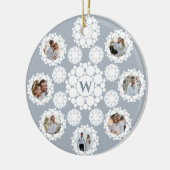 Snowflakes Monogram Getrouwd 1e Kerstmis 8 Foto Keramisch Ornament (Links)