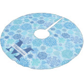 Snowflakes Monogram Naam Waterverf Blauw Kerstboom Rok (Gekanteld)