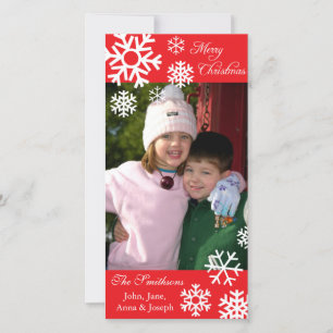 Snowflakes multiples Carte photo de Noël (Rouge)