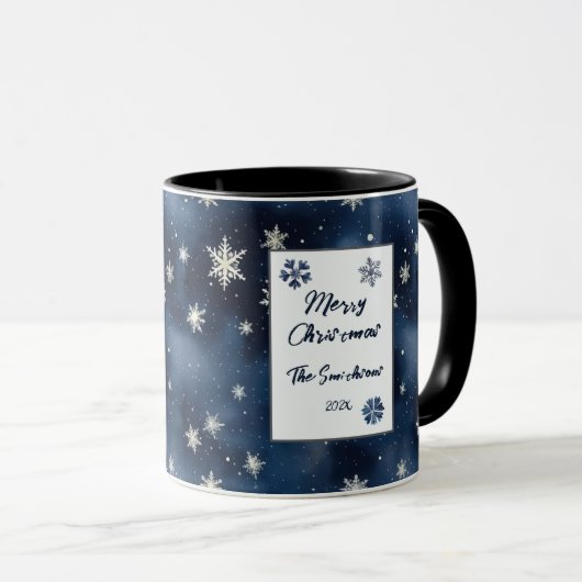 Snowflakes Night Sky Christmas Mug (Devant droit)
