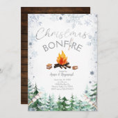 Snowflakes Noël Bonfire Invitation (Devant / Derrière)