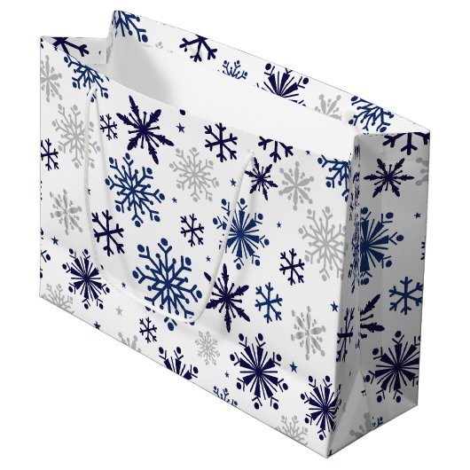 Snowflakes Noël Grand sac cadeau (Devant Angle)