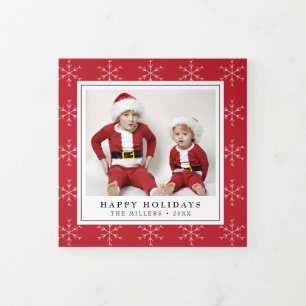 Snowflakes Noël Holiday Triple Carte photo