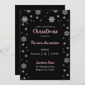 Snowflakes noir et rose Fête de Noël Invitation (Devant / Derrière)