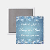 Snowflakes on blue Save the Date Magnet (Recto/Verso)