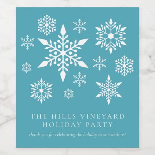 Snowflakes op de feestdag van Turquoise Wijn Etiket (Enkel label)