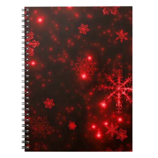 Snowflakes op diepe rode achtergrond notitieboek (Voorkant)